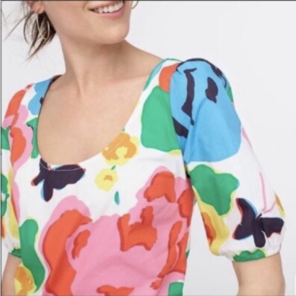 J.Crew Poplin Ratti Jardin Floral Scoop Neck Size 6 - Picture 2 of 5
